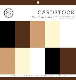American Crafts Colorbok 78lb Smooth Cardstock 12"X12" 30/Pkg - Neutral, 5 Colors/6 Each