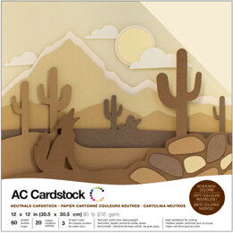 American Crafts Variety Cardstock Pack 12"X12" 60/Pkg - Neutrals