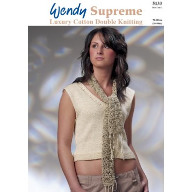 Ladie's V Neck Top and Scarf in Wendy Supreme Cotton DK - 5133