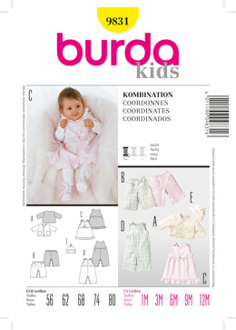 Burda Coordinates Sewing Pattern B9831 - Paper Pattern, Size 1m - 12 months
