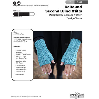 Second Wind Mitts in Cascade Yarns ReBound - A343 - Downloadable PDF