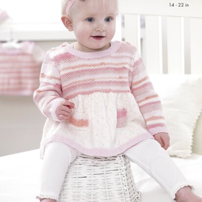 Dress, Sweater & Cardigan in King Cole Big Value Baby 4Ply - 4977 - Downloadable PDF