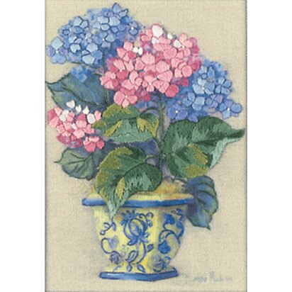 Dimensions Colorful Hydrangeas-Stitched In Thread Crewel Emboirdery Kit - 5x7in