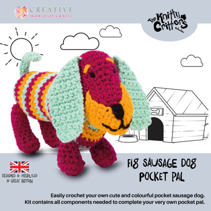 Creative World of Crafts Knitty Critter Pocket Pal Fig - Sausage Dog