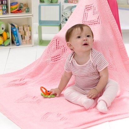 Sweet Hearts Baby Blanket in Red Heart Soft Solids - LW2270