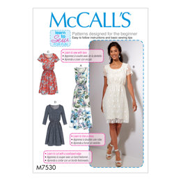 McCall's Misses' Gathered-Waist, Scoopneck Dresses M7530 - Sewing Pattern