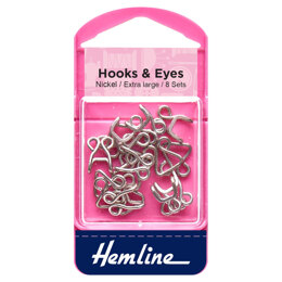 Hemline Hooks and Eyes: Nickel: Size 13