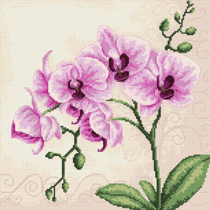 Luca-S Pink Orchid Cross Stitch Kit - 23cm x 22.5cm