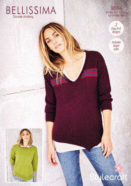 Asymmetric Hem Sweaters in Stylecraft Bellissima - 9584 - Downloadable PDF