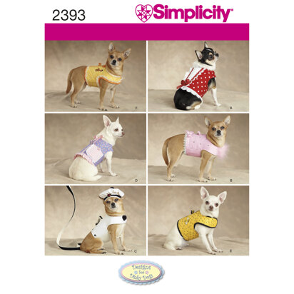 Simplicity Dog Clothes 2393 - Paper Pattern, Size A (XXS-XS-S-M)