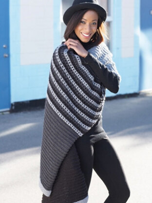 Greyscale Wrap in Caron Simply Soft Heathers & Simply Soft - Downloadable PDF