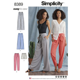 Simplicity Pattern 8389 Women’s Trousers with Length and Width Variations and Tie Belt 8389 - Sewing Pattern