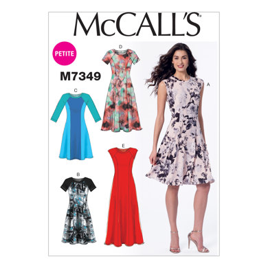 McCall's Misses'/Miss Petite Sleeveless or Raglan Sleeve, Fit and Flare Dresses M7349 - Sewing Pattern