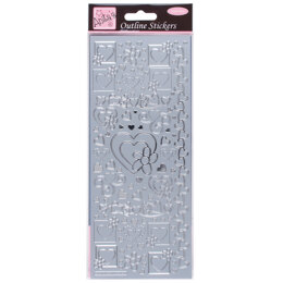 Anitas Outline Stickers - Hearts - Silver