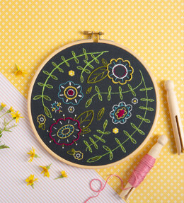Hawthorn Handmade Black Spring Posy Embroidery Kit - 16cm