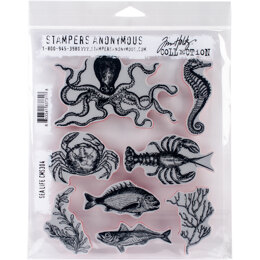 Stampers Anonymous Tim Holtz Cling Stamps 7"X8.5" - Sea Life