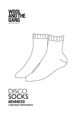 Disco Socks in Wool and the Gang Glitterball Sock Yarn - DIS123 - Downloadable PDF