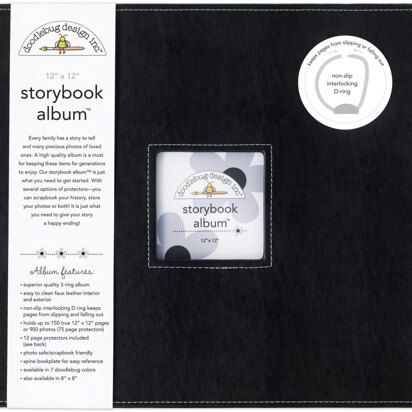 Doodlebug Storybook D-Ring Album 12"X12" - Beetle Black