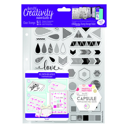 Creativity Essentials A5 Clear Stamp Set (45pcs) - Capsule - Geometric Neon