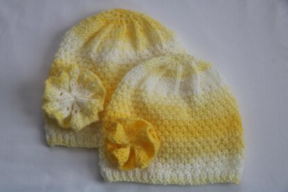 Ray of Sunshine Baby Hat with Flower.