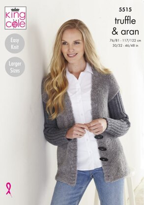 Jacket & Sweater in King Cole Truffle & Merino Blend Aran - 5515 - Leaflet