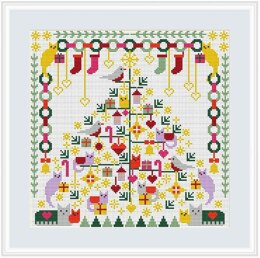 Riverdrift House Cats Christmas Tree Cross Stitch Kit - 25 x 25 cm