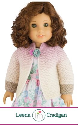 Leena Cardigan for 18 inch dolls, Doll Clothes Knitting pattern