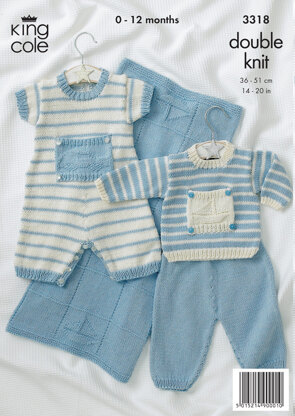 Baby Sweater, Pants, Romper, Blanket in King Cole Bamboo Cotton DK - 3318