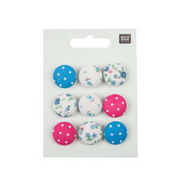 Rico Fabric Buttons Floral/Dots