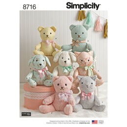 Simplicity 8716 Stuffed Animals - Paper Pattern, Size OS (ONE SIZE)