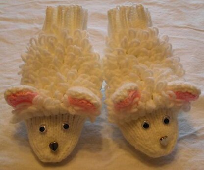 Knit Adult Sized Sheep Slippers