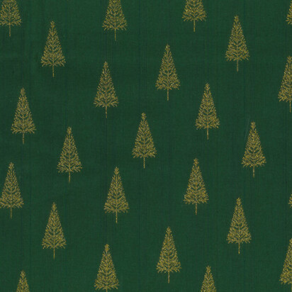 John Louden Louden Christmas Fabrics - Gold Trees on Green Base