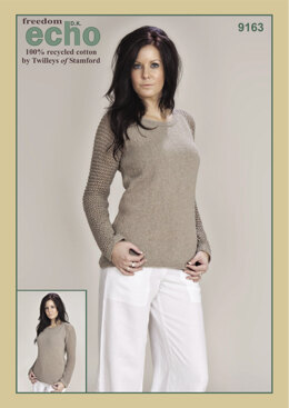 Knitted Mesh Sleeves Sweater in Twilleys Freedom Echo DK - 9163