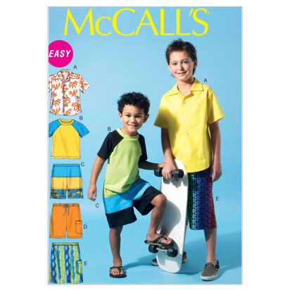 McCall's Children's/Boys' Shirt, Top and Shorts M6548 - Sewing Pattern
