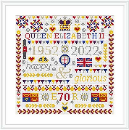 Riverdrift House Royal, Platinum Jubilee 'Happy & Glorious 70' Cross Stitch Kit - 25x25cm