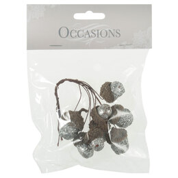 Groves Glitter Acorns on Wire: 1 Bunch of 8