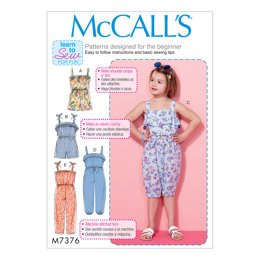 McCall's Children's/Girls' Blouson-Bodice Rompers and Jumpsuits M7376 - Sewing Pattern