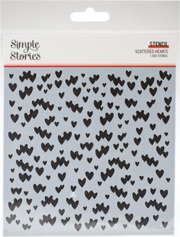 Simple Stories Kate & Ash Stencil 6"X6" - Scattered Hearts