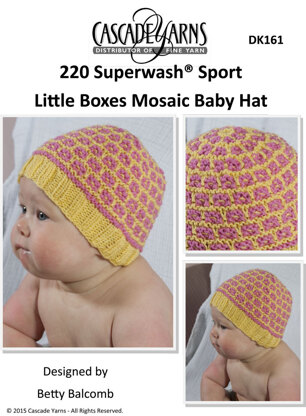 Little Boxes Mosaic Baby Hat in Cascade 220 Superwash Sport - DK161