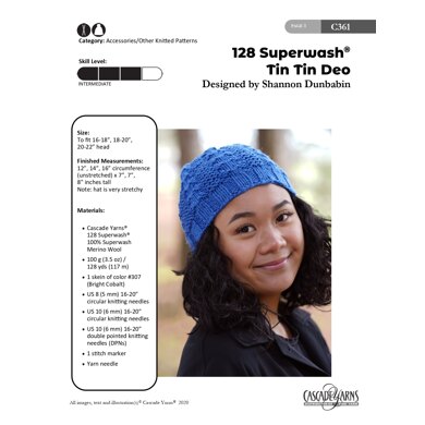 128 Superwash TinTin Deo in Cascade Yarns - C361 - Downloadable PDF