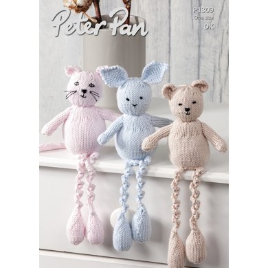 Cat, Rabbit & Bear in Peter Pan Baby Cotton DK - P1309 - Downloadable PDF