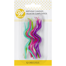 Wilton Curly Neon Birthday Candle Set, 12-Count