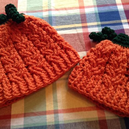 Cabled Pumpkin Head Hats