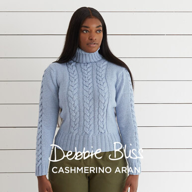 Cropped Cable Sweater - Knitting Pattern For Women in Debbie Bliss Cashmerino Aran by Debbie Bliss