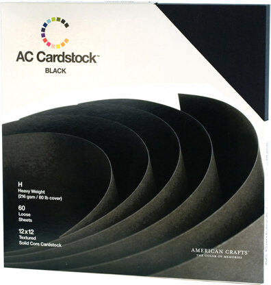 American Crafts Textured Cardstock Pack 12"X12" 60/Pkg - Solid Black