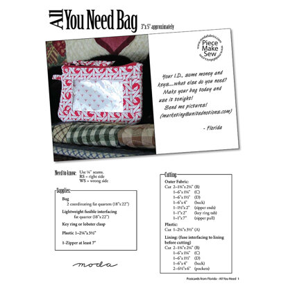 Moda Fabrics All You Need Bag - Downloadable PDF