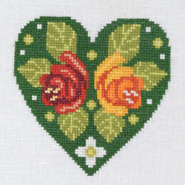 Creative World of Craft Rose Heart Folk Art Mini Cross Stitch Kit - 4 1/2 x 4 1/2"