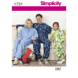 Simplicity Child's, Teens' and Adults' Fleece Jumpsuit 1731 - Paper Pattern, Size XS - L / XS - XL