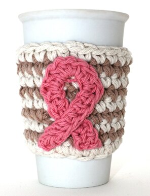 Breast Cancer Awareness Cup Cozy 2 in Bernat Handicrafter Cotton Solids