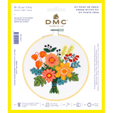 DMC Floral Fall Cross Stitch Kit - 9.8 x 9.8 in (25 x 25 cm)